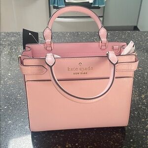 kate spade Pink Leather Satchel with Gold Logo